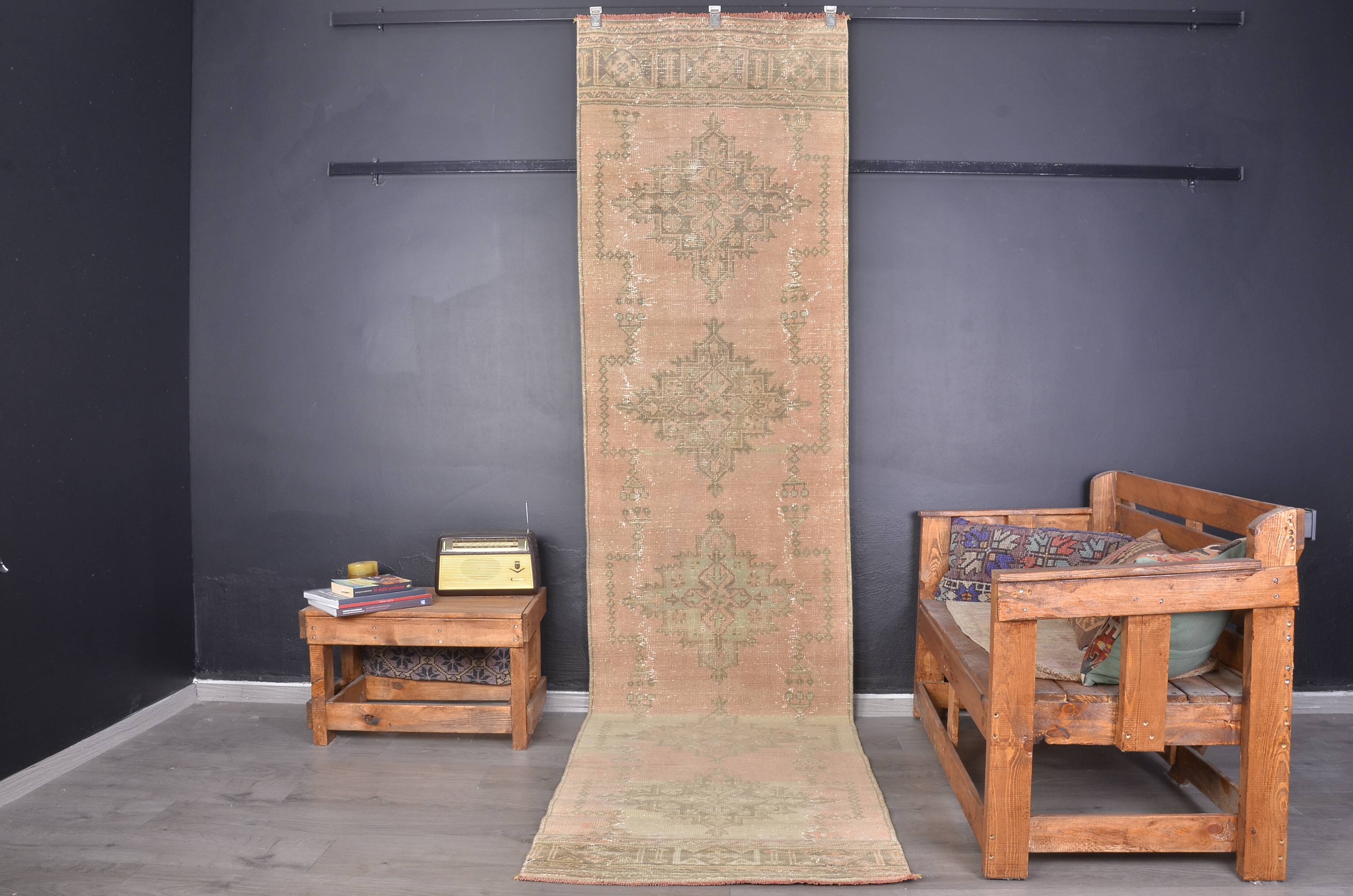 Vintage Handknotted Hallway Runner Rug