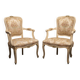 Paire de fauteuils de style Louis XV – Bois sculpté, doré et tissu brocart