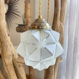 Vintage frosted glass lamp, Art Deco star shape, customizable