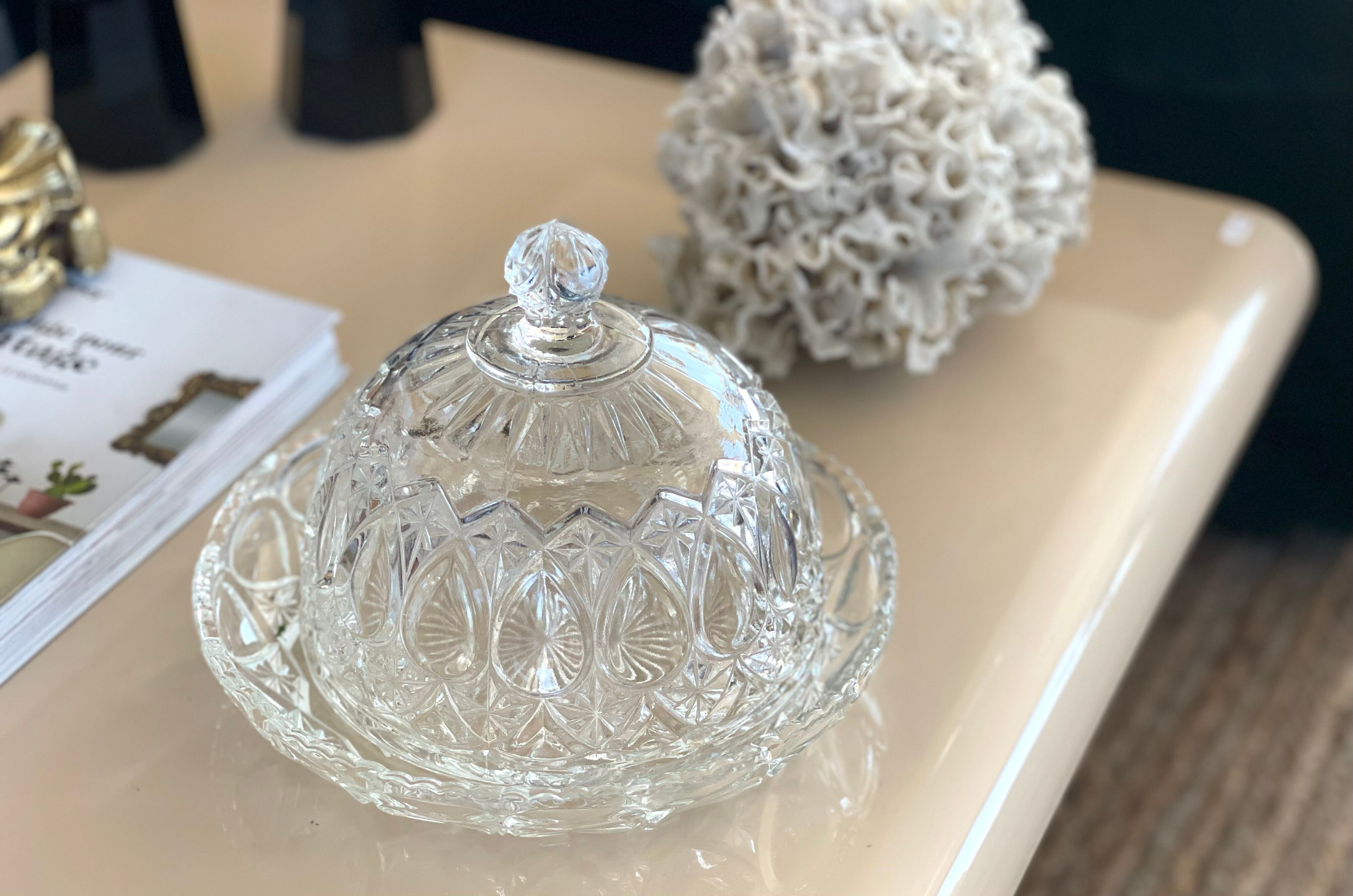 Crystal dish and bell