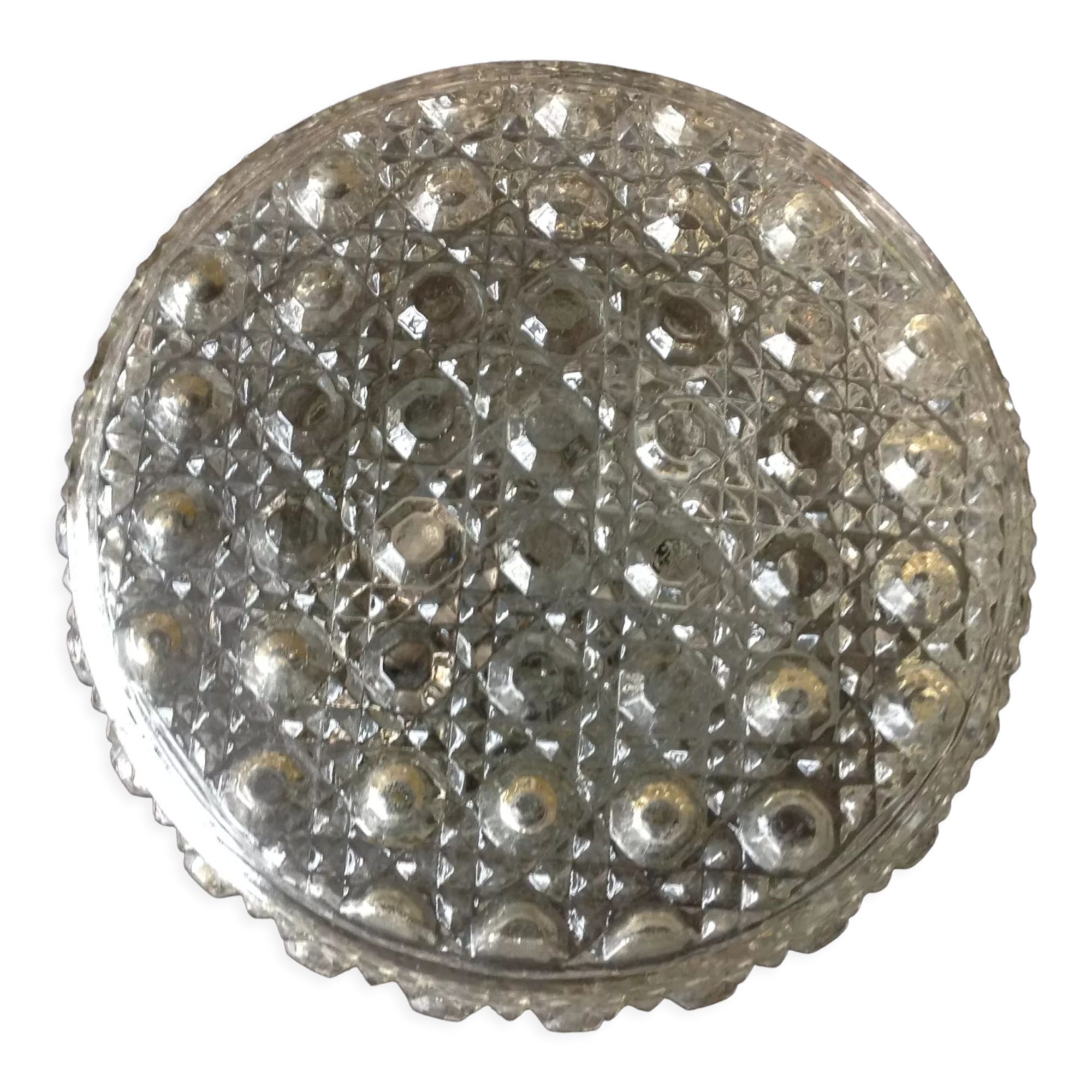 Round ceiling lamp in bubbled glass vintage 60s 70s