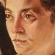 Old painting, female portrait, oil on canvas, Italy, 1892
