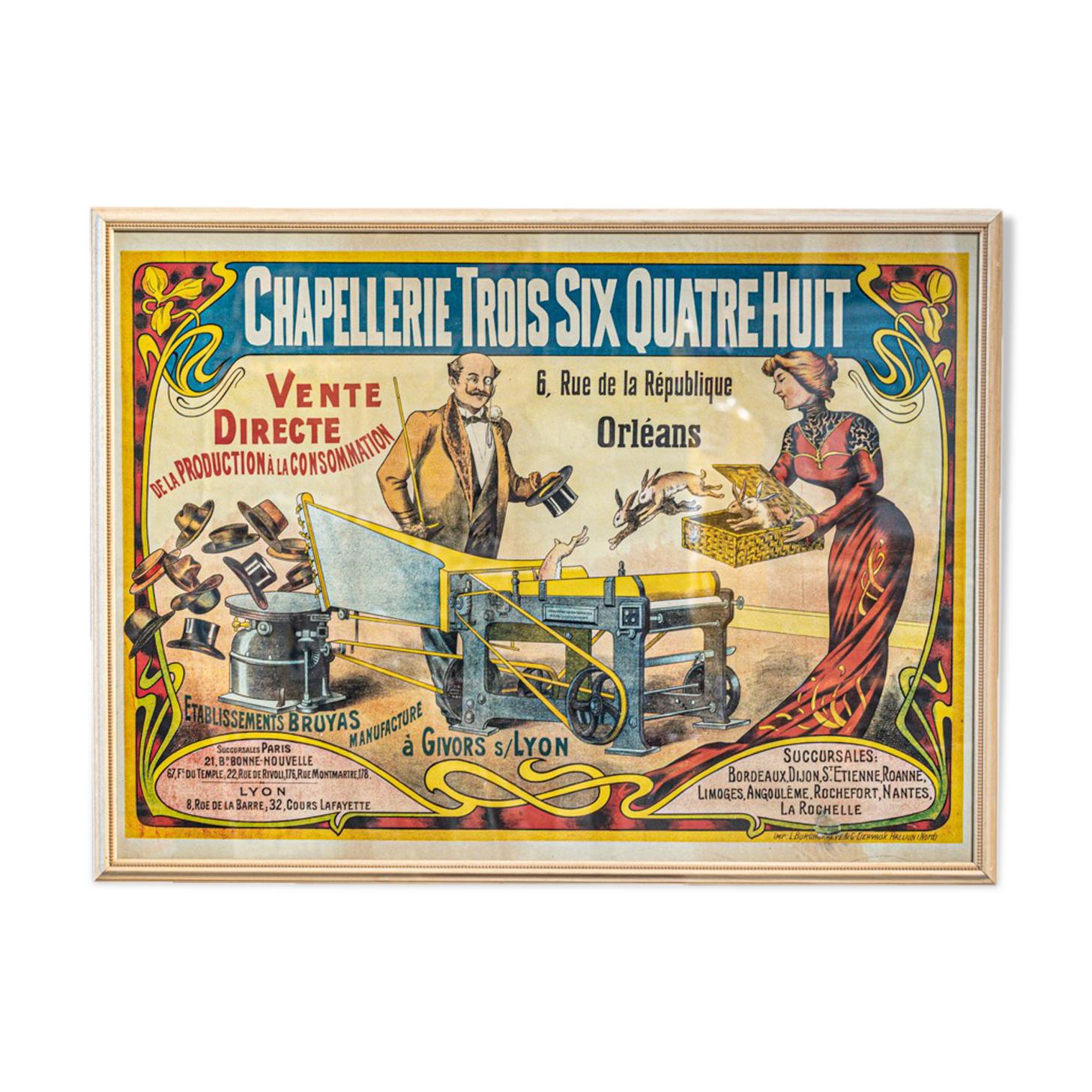 Former Orleans Chapelery Advertising Poster 1900