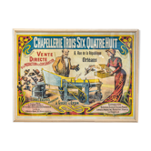 Ancienne affiche publicité chapellerie Orléans 1900