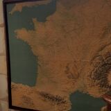 Vintage on wooden frame relief map of France