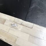 Pair of leather armchairs with marquetry armrests