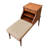 Meuble d’entrée - Banc téléphone vintage en marqueterie de bois
