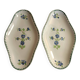 Two iron clay bowls decorated with cornflowers.