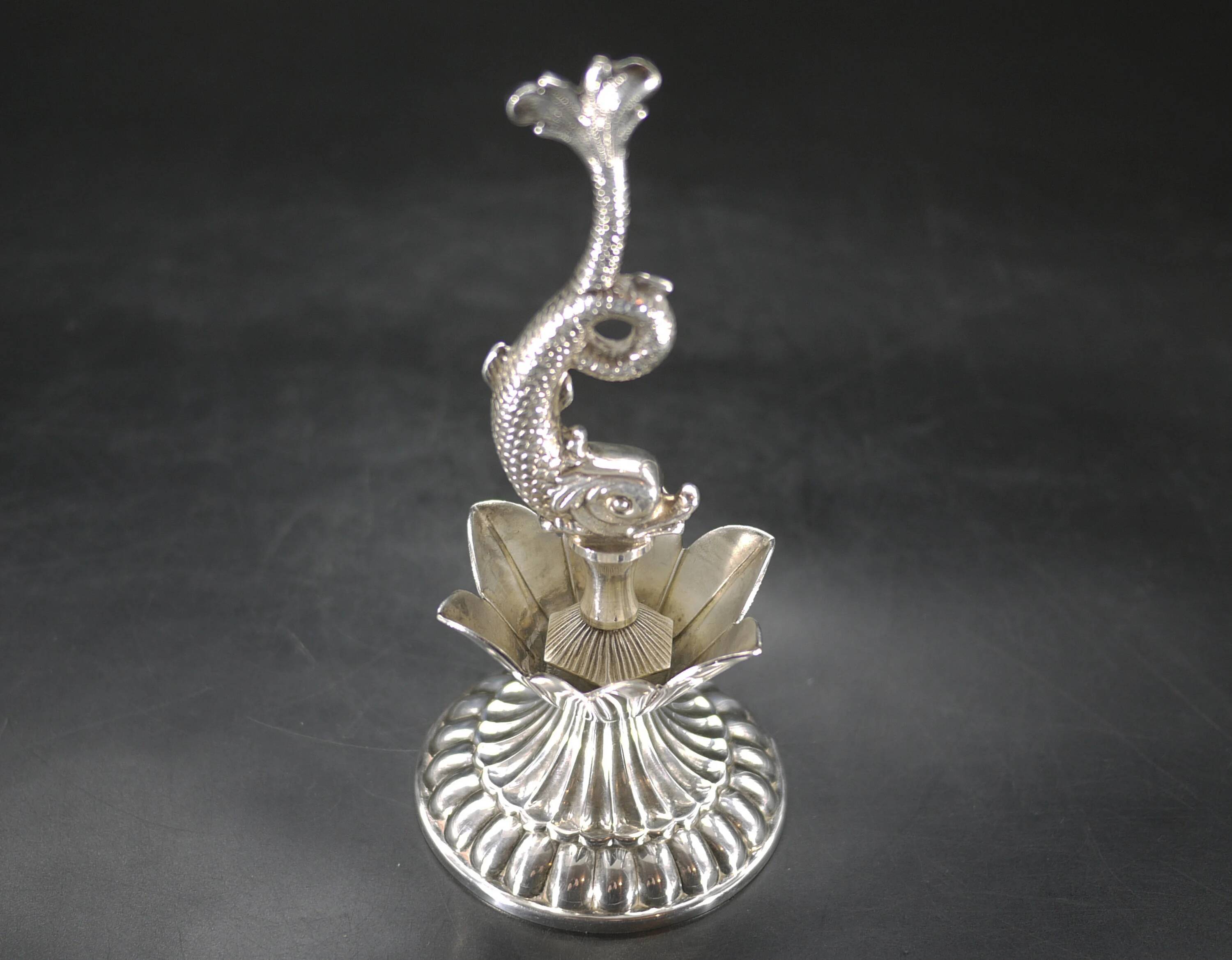 Vintage Christofle caviar spoon set Fleuron dolphin decoration