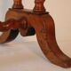 Pedestal table in wood and havana coloured leather tray