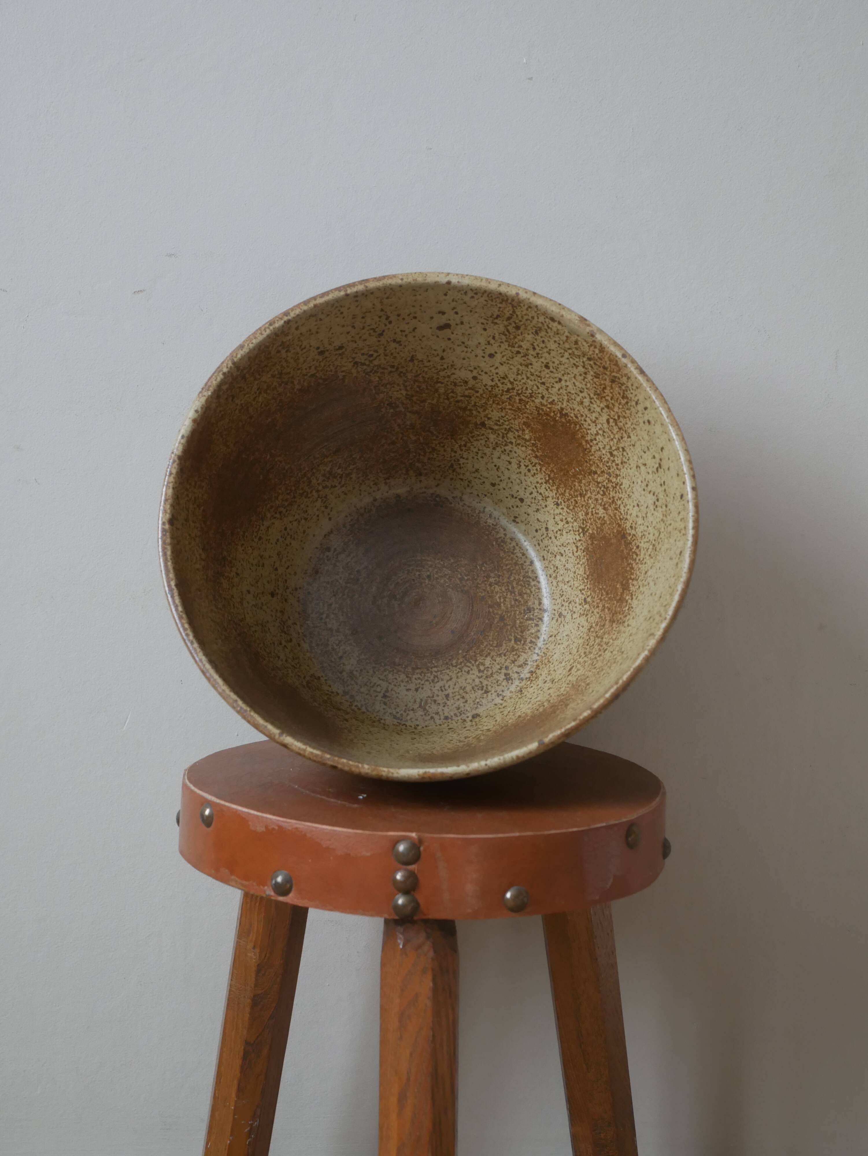 Vintage stoneware salad bowl ceramic pottery handmade craft production