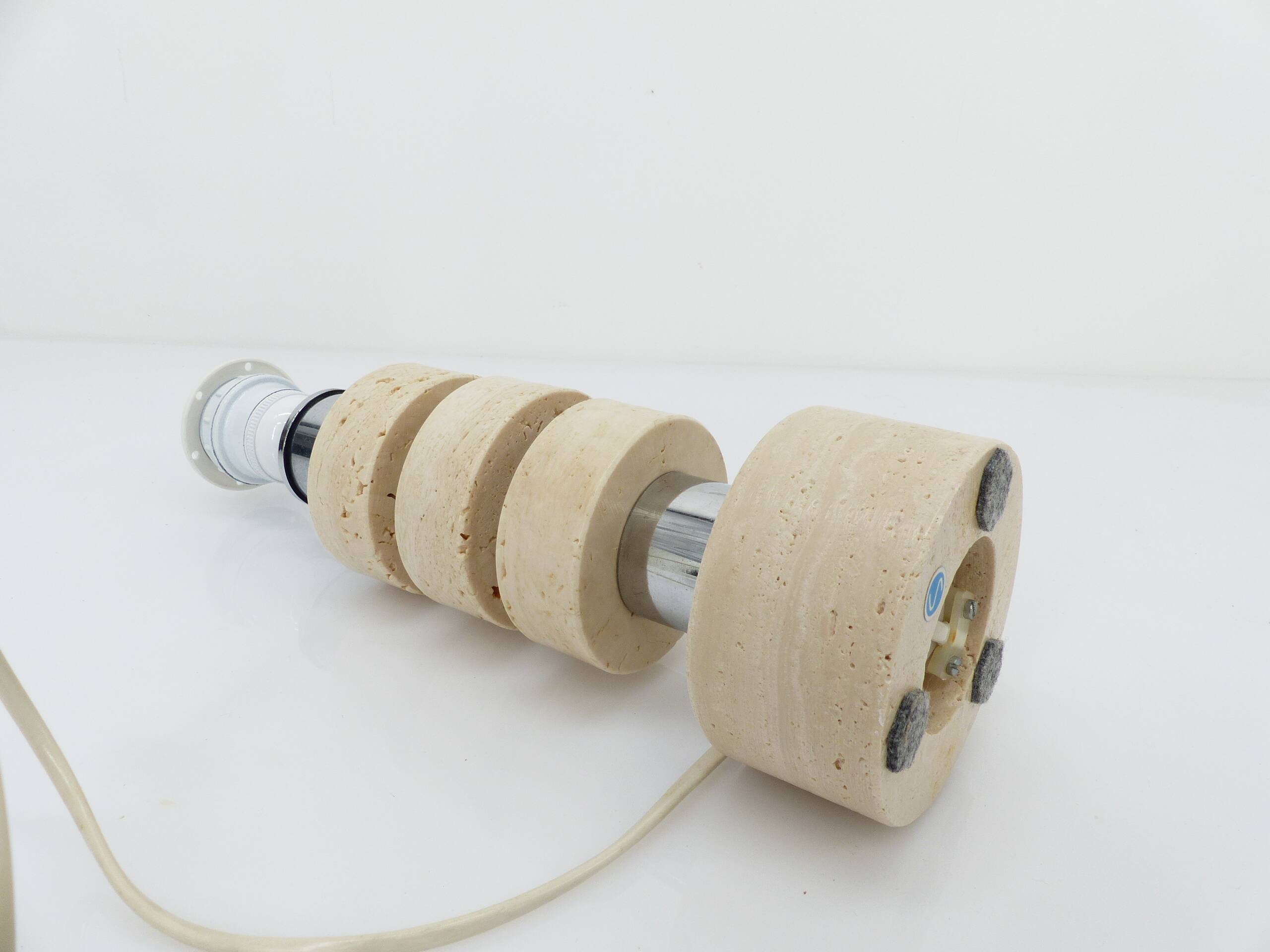 Table lamp in travertine and chrome, Italy, 1970s