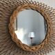 Vintage oval rattan sun mirror 1960 - 52 x 30 cm