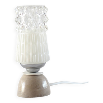 Glass and clay lamp