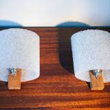 Pair of wall lamps in Perspex and teak year 60