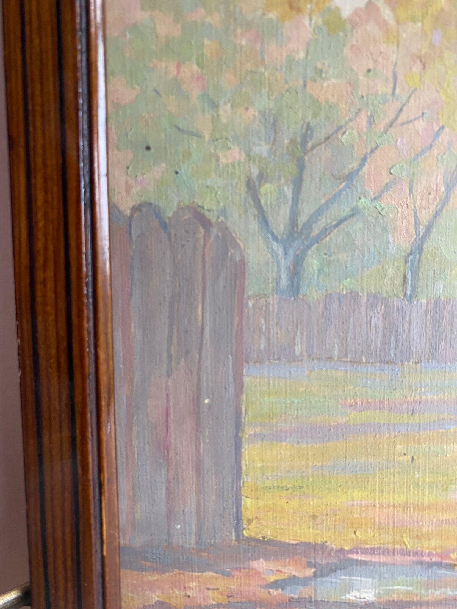 Painting, old, autumn landscape 1940s