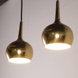 2x Hans Agne Jakobsson Brass Pendant Lamp, 1960s Sweden
