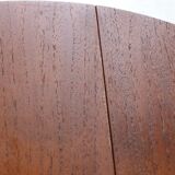 Set of 2 round mid-century teak side tables by Carlo Jensen for Poul Hundevad, 1960s, Danish modern design, foldable