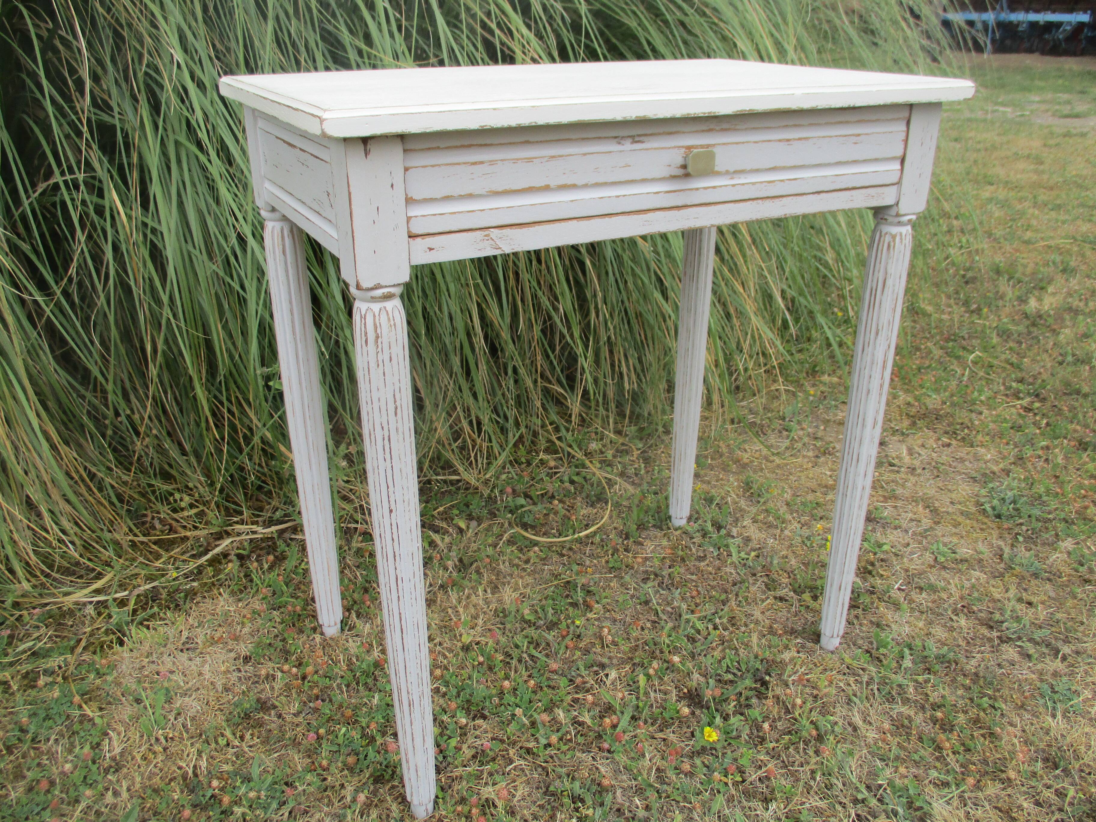 Side table 1900s restyled patinated gray