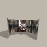 Pair of sculptural lamps in brushed metal – Design by Philippe Rogier