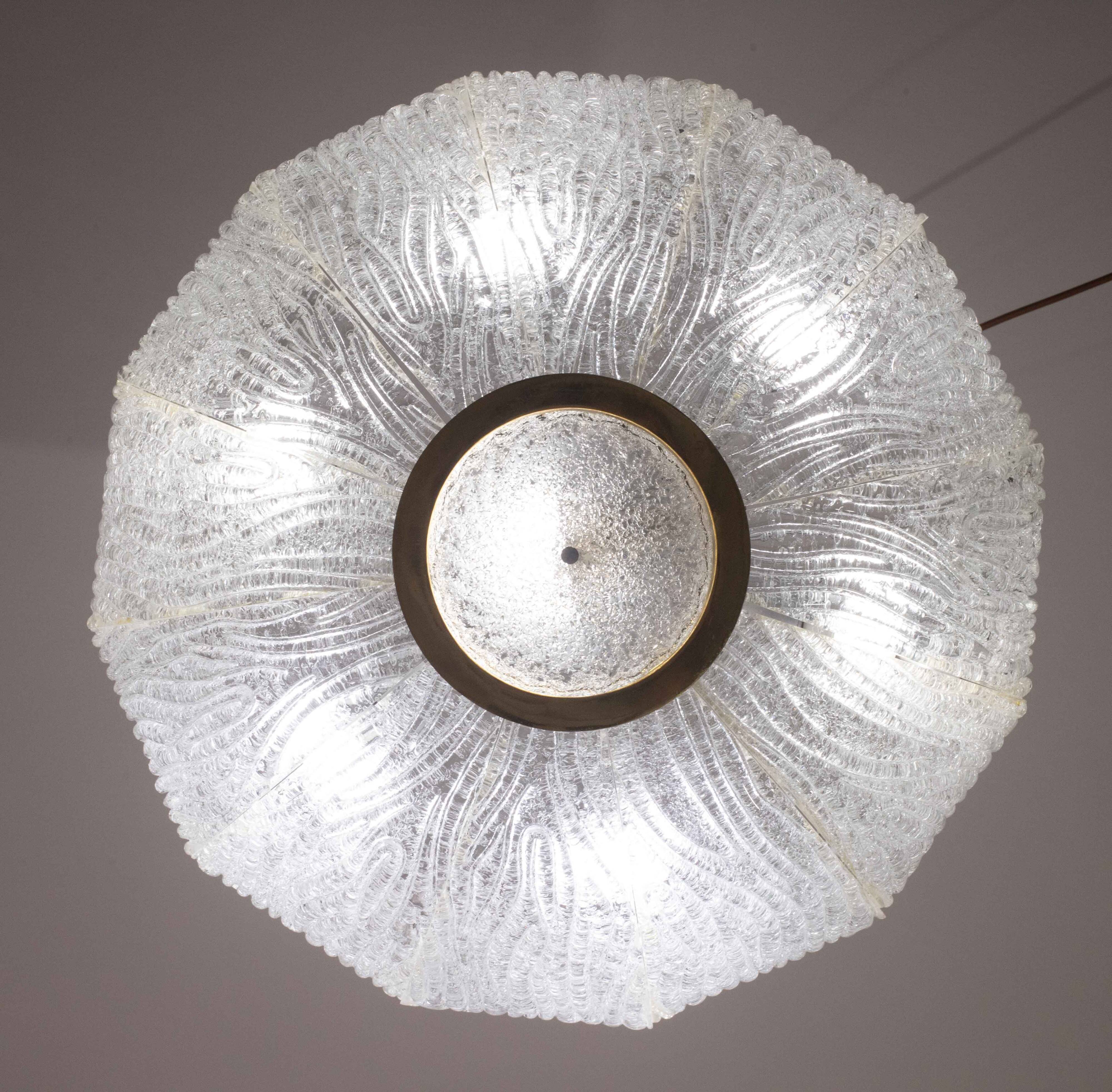 Luxueux plafonnier en verre de Murano modèle Royal par Barovier e Toso, années 1970