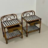 Pair of vintage 70s checkerboard bedside tables: Ref cindy