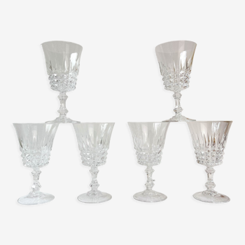 6 verres à vin rouge cristal d'arques modèle tuileries