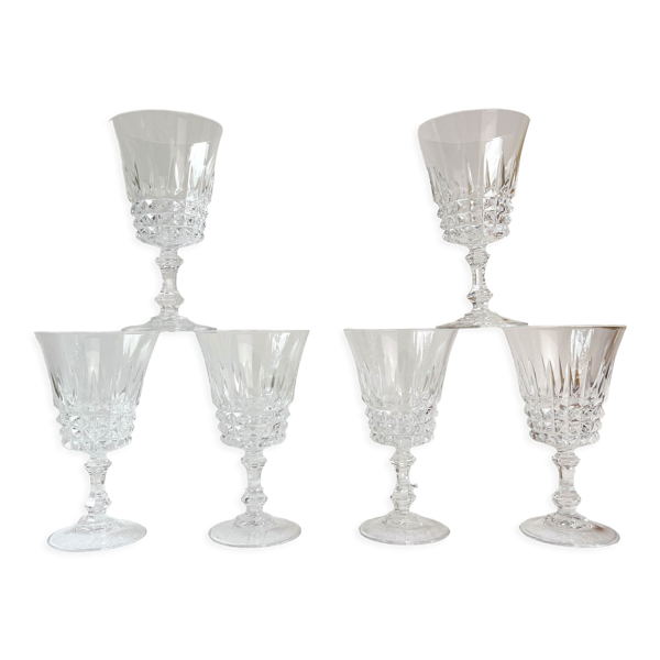 6 verres à vin rouge cristal d'arques modèle tuileries