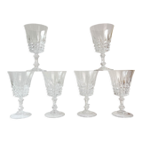 6 Arques crystal red wine glasses, Tuileries model