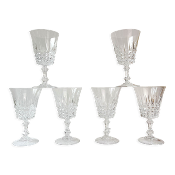 6 Arques crystal red wine glasses, Tuileries model