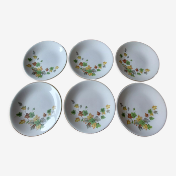 Lot de 6 assiettes plates Gien motif automnal