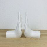 Pair of white ceramic hand bookends