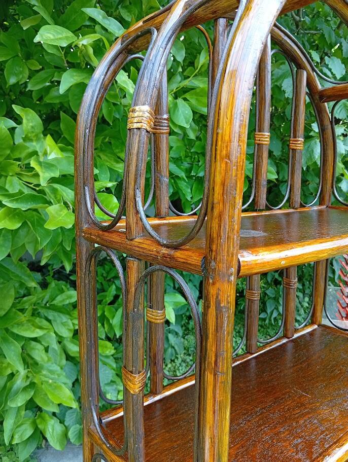 Bamboo wicker bookshelf