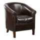 Dark cow leather club armchair in good condition with an English design