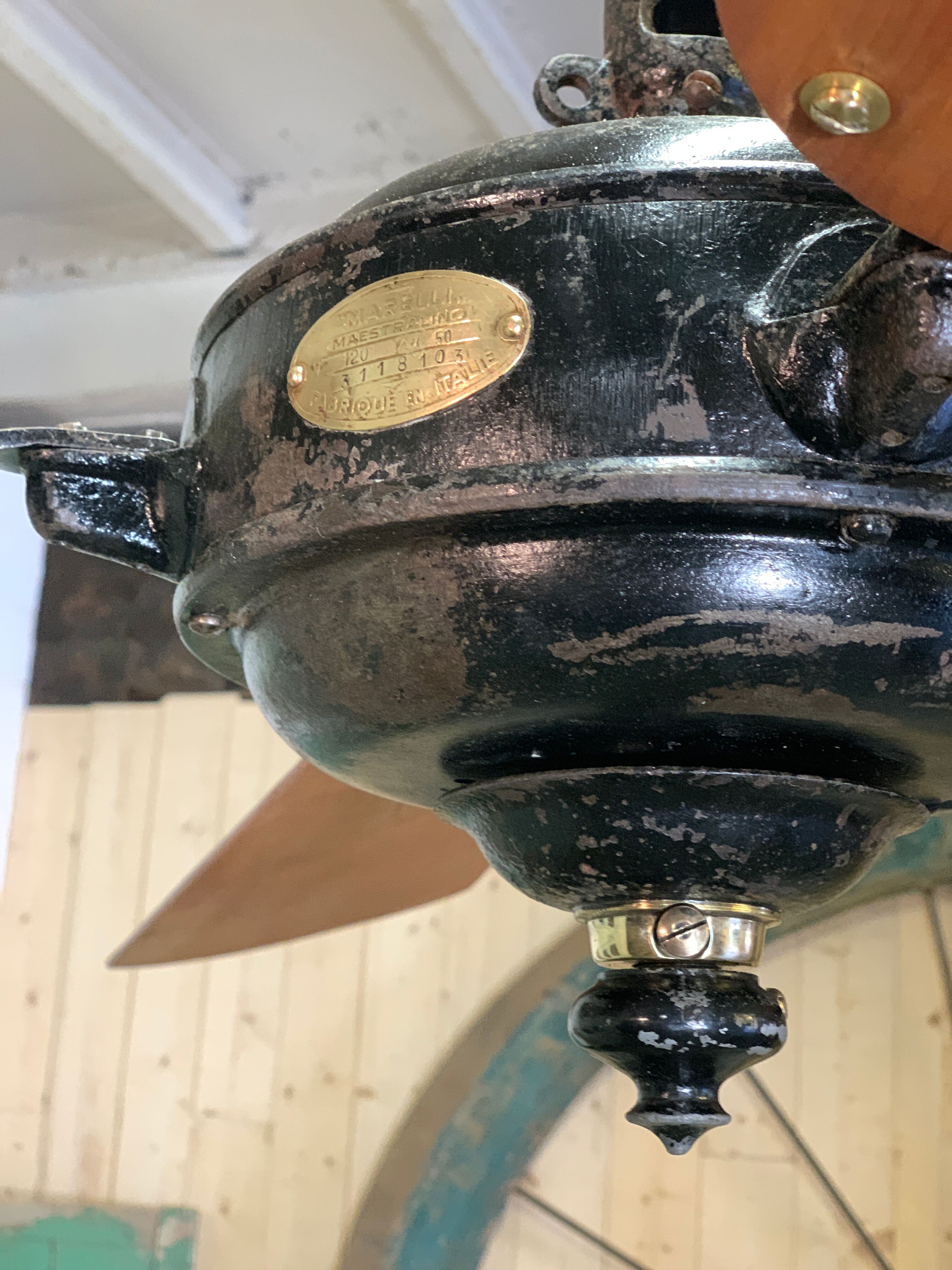 Old suspended fan marelli 1940