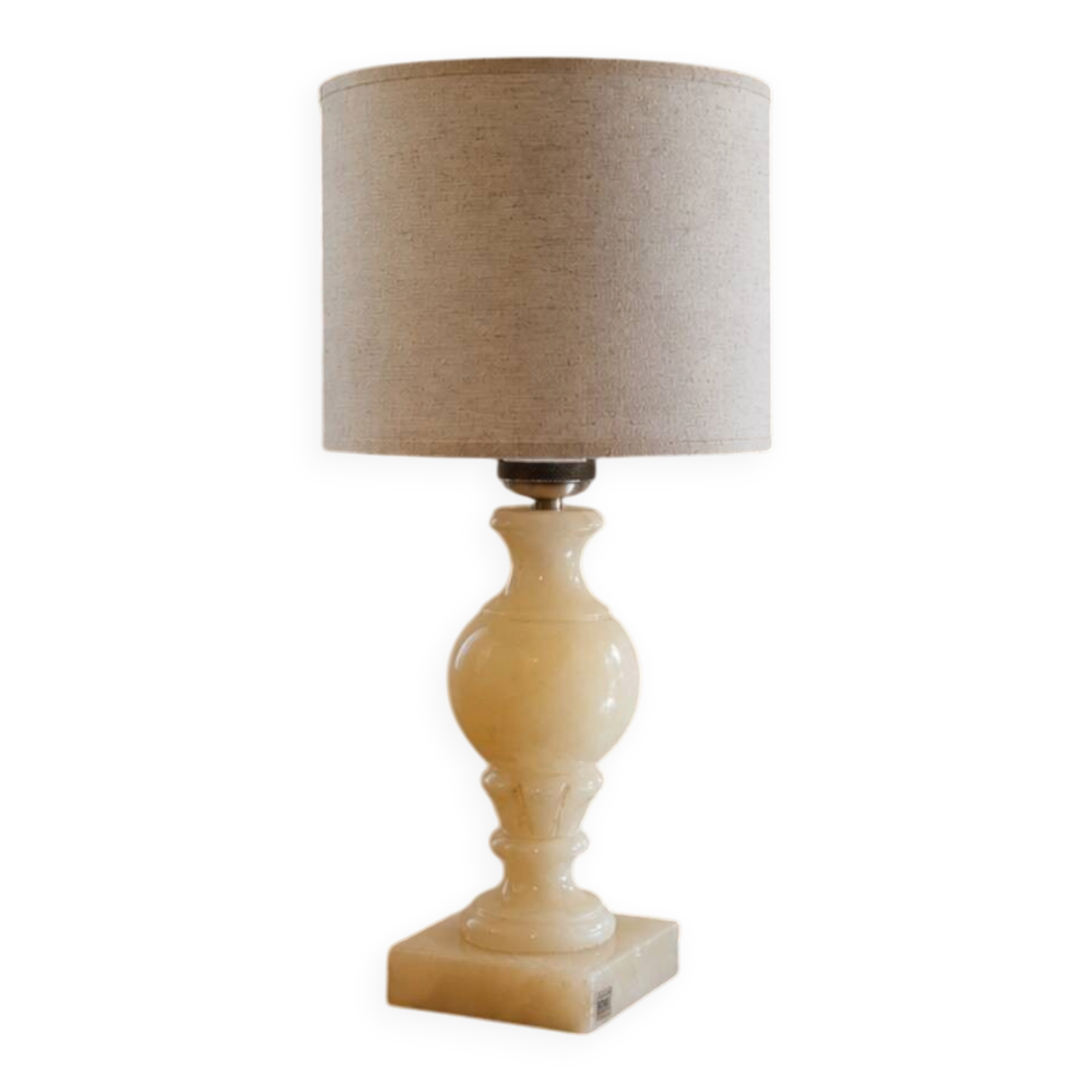 Vintage alabaster lamp with ecru shade – unique piece
