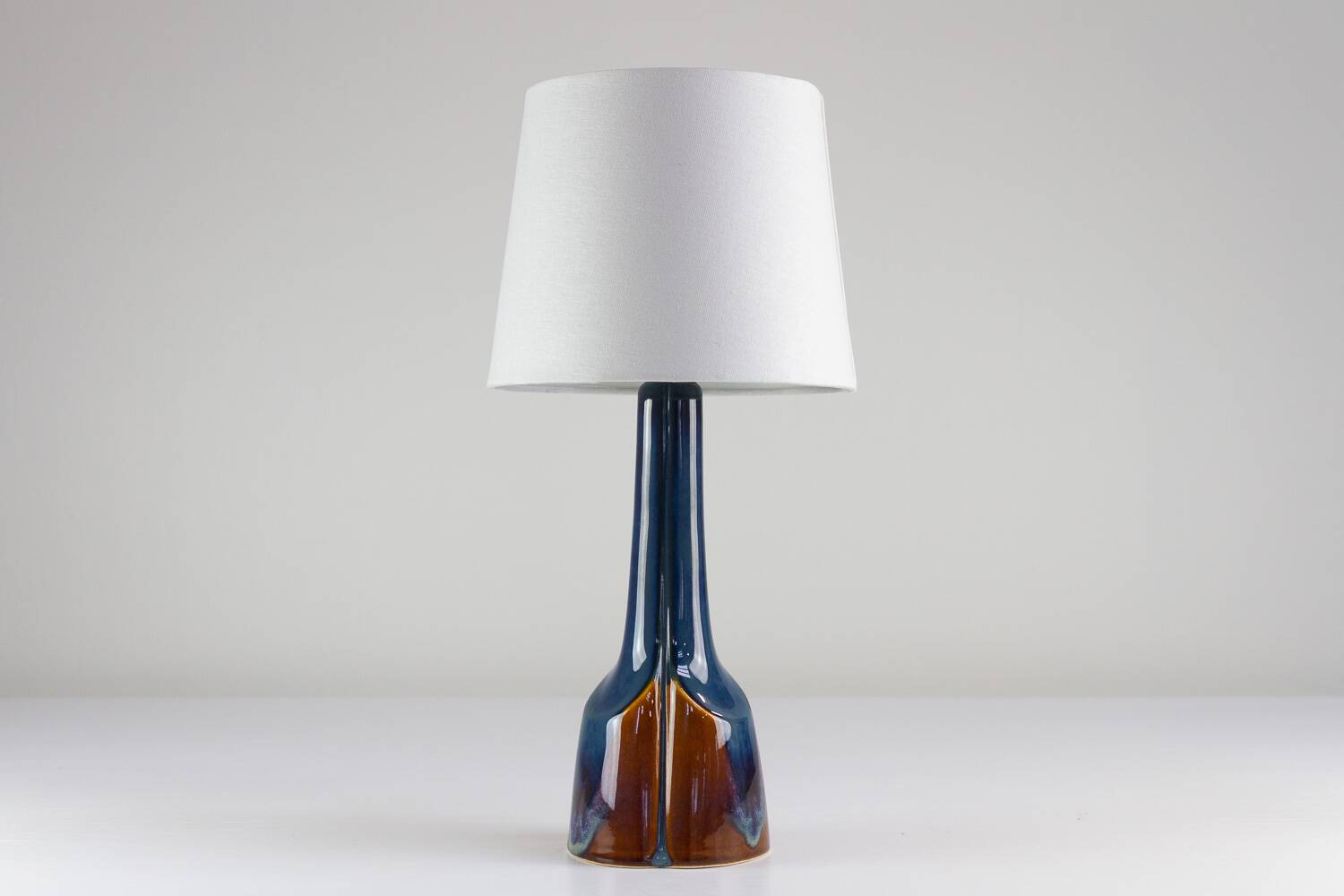 Danish Modern Blue and Brown Ceramic Table Lamp by E. Johansen for Søholm, 1960s
