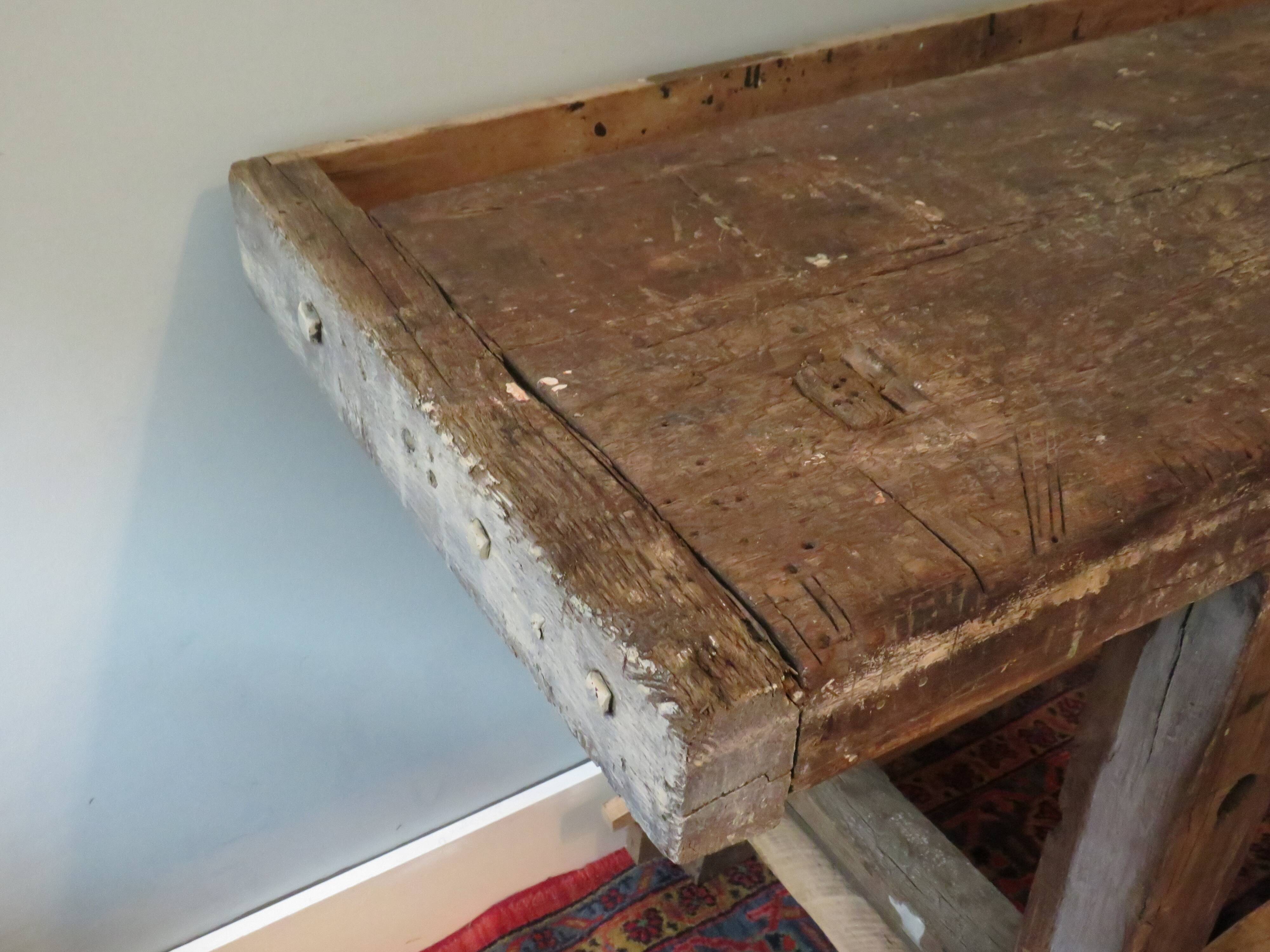 Workbench in solid oak, mid-20th century