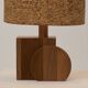 Pair of handcrafted lamps in solid oak with cork shades, circa 1970