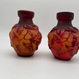 Paire de vases Tip Emile Gallé, pate de verre