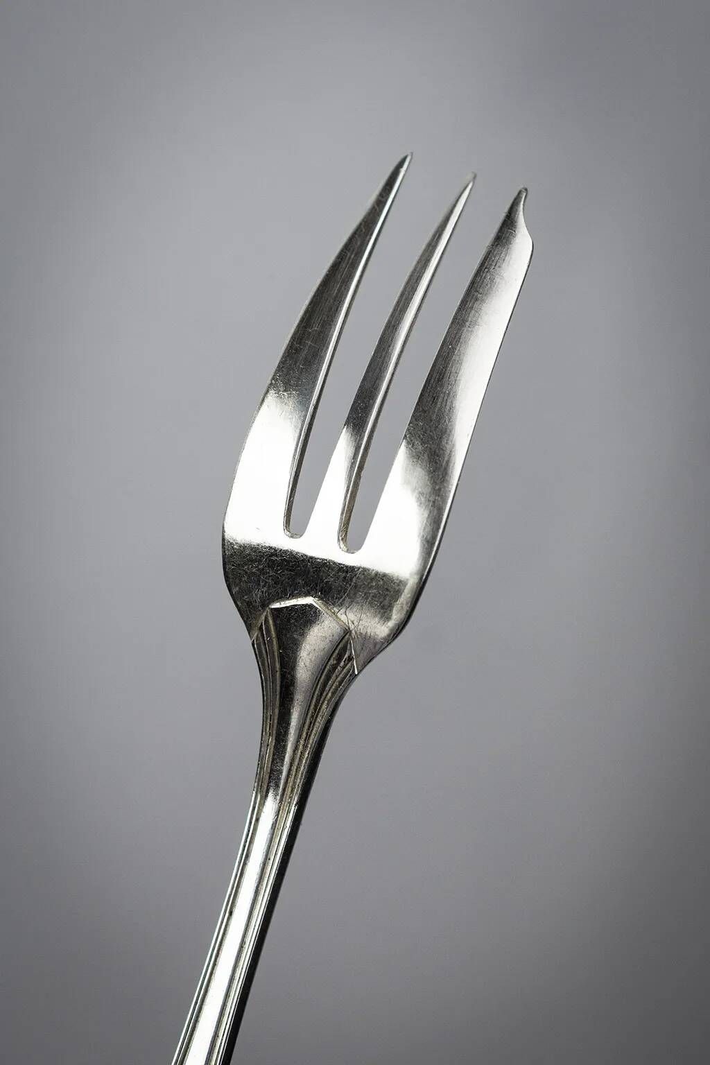 12 dessert forks Christofle Boréal by Luc Lanel, silver-plated metal