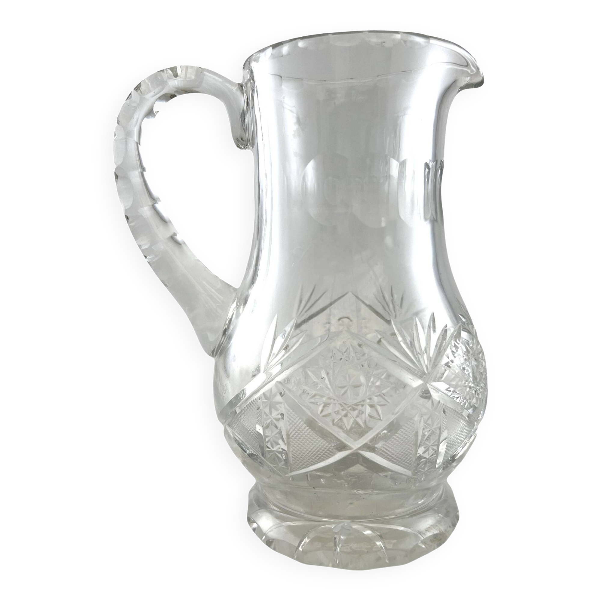 Cut crystal pitcher carafe