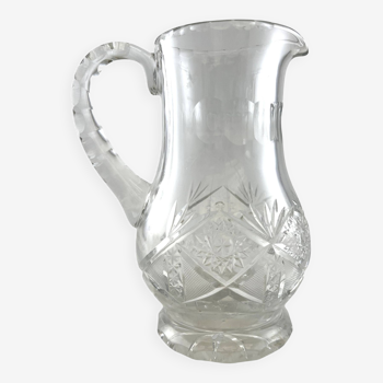Cut crystal pitcher carafe