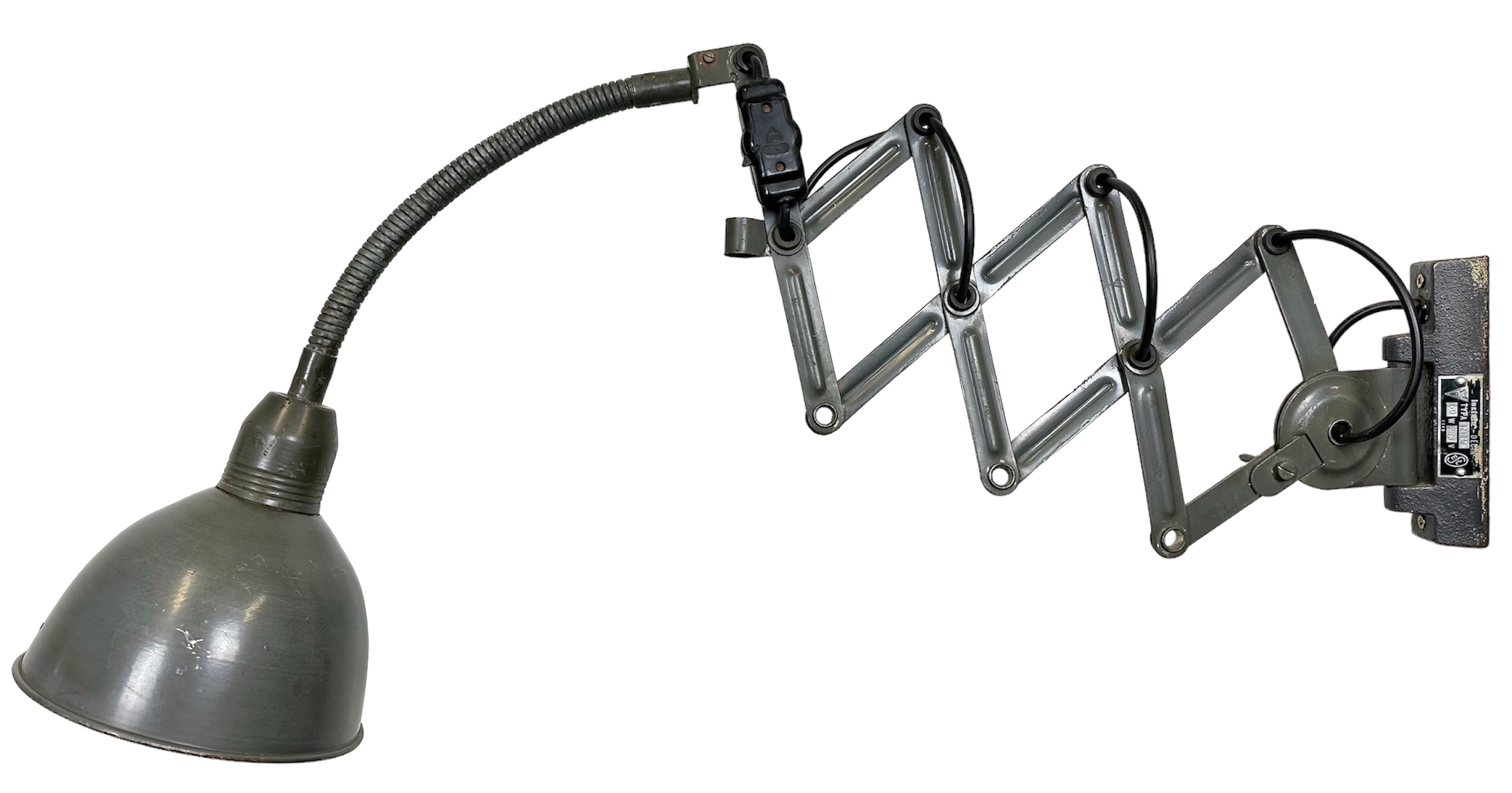 Grey Industrial Scissor Wall Lamp from Elektroinstala, 1960s