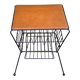 Vintage atomic mid-century modern side table magazine rack