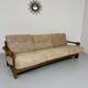 Old 3-seater sofa in solid wood, Maison Regain design, from the 70s.