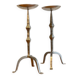 Pair of paris steel candle holders