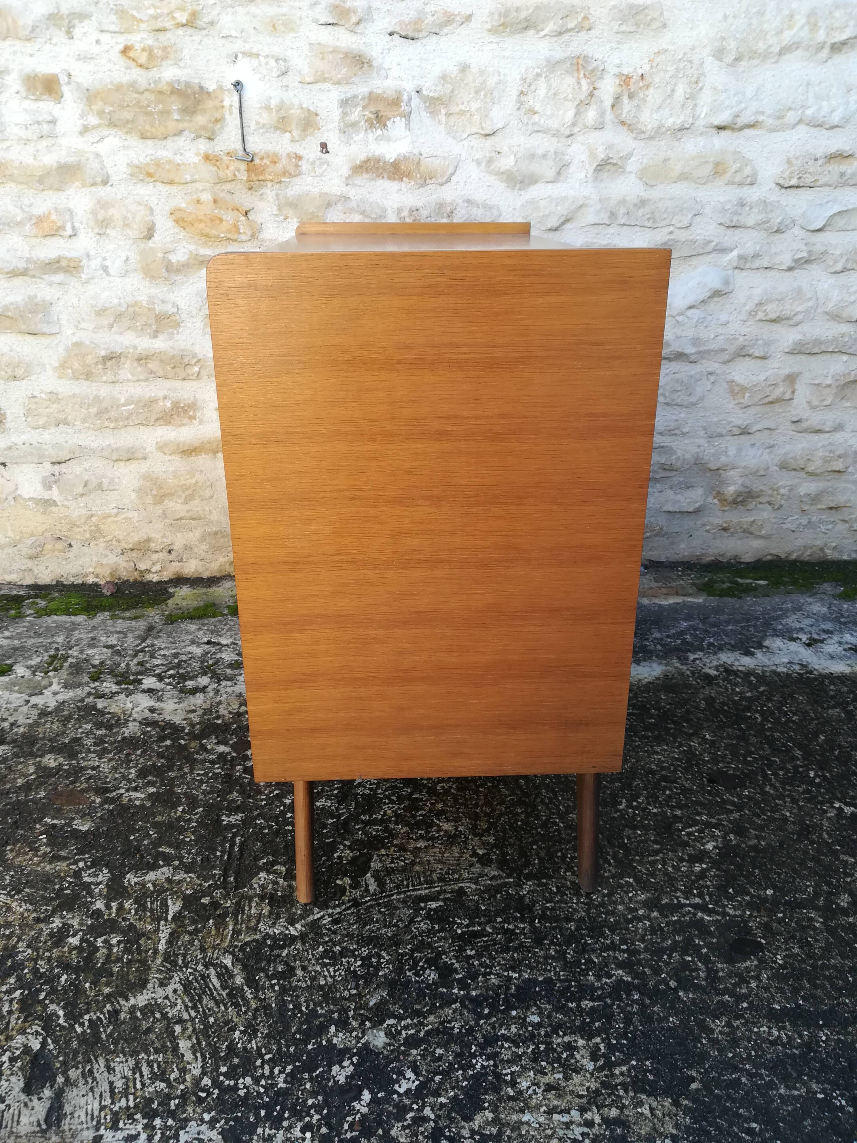 Vintage rattan and oak chest of drawers