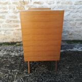 Vintage rattan and oak chest of drawers