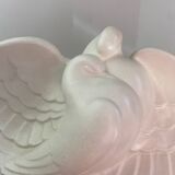 Cracked ceramic doves, signed Lejan